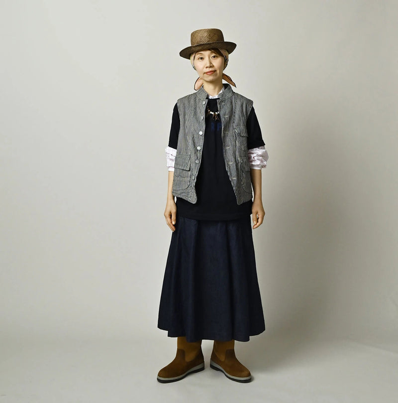 45R Komugi Denim × Rag Fleece 908 Mountain Vest Nou - Image 3