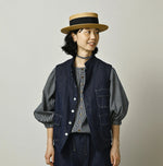 45R Komugi Denim × Rag Fleece 908 Mountain Vest Nou