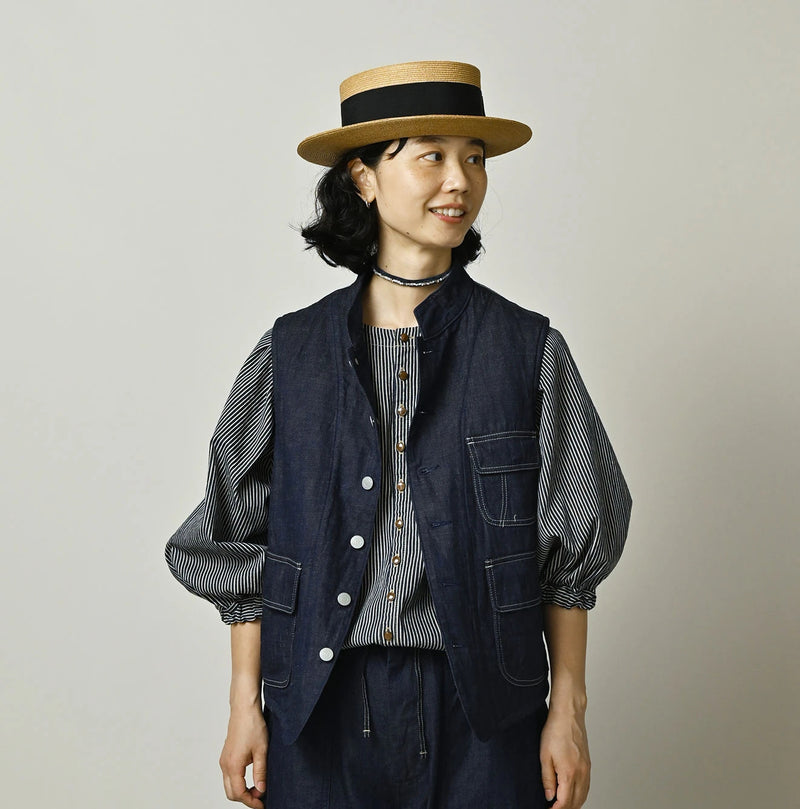 45R Komugi Denim × Rag Fleece 908 Mountain Vest Nou - Image 6