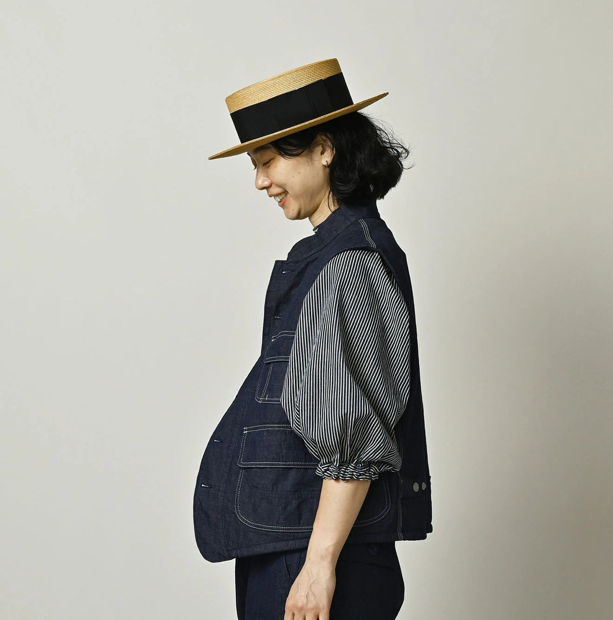45R Komugi Denim × Rag Fleece 908 Mountain Vest Nou