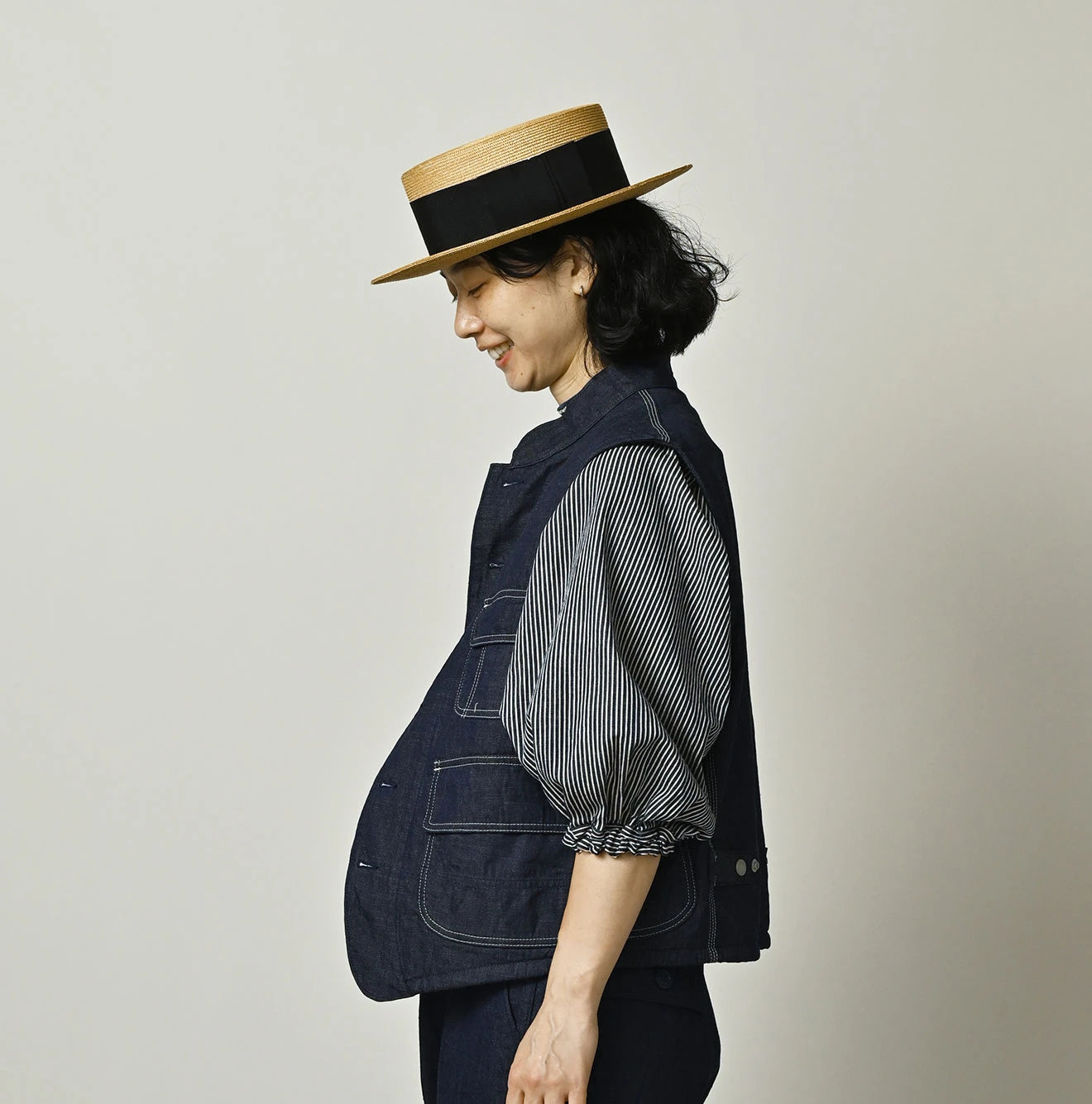 45R Komugi Denim × Rag Fleece 908 Mountain Vest Nou - Image 7