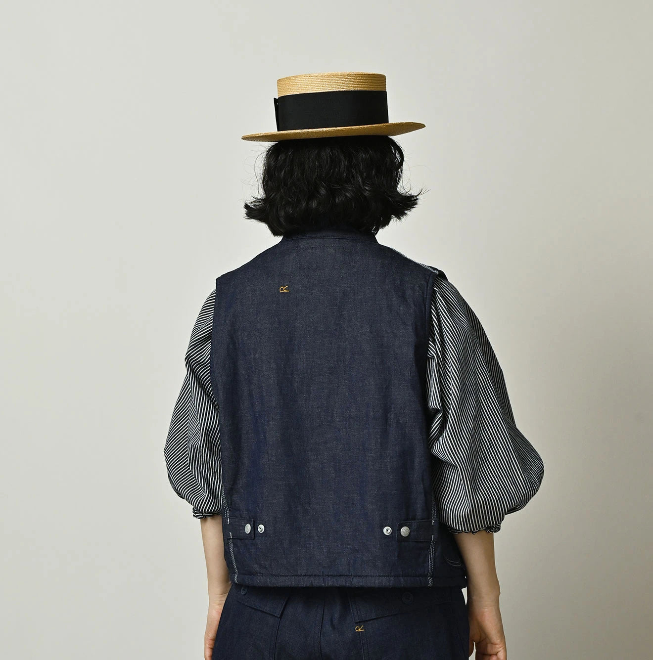 45R Komugi Denim × Rag Fleece 908 Mountain Vest Nou - Image 8