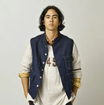45R Komugi Denim × Rag Fleece 908 Mountain Vest Nou