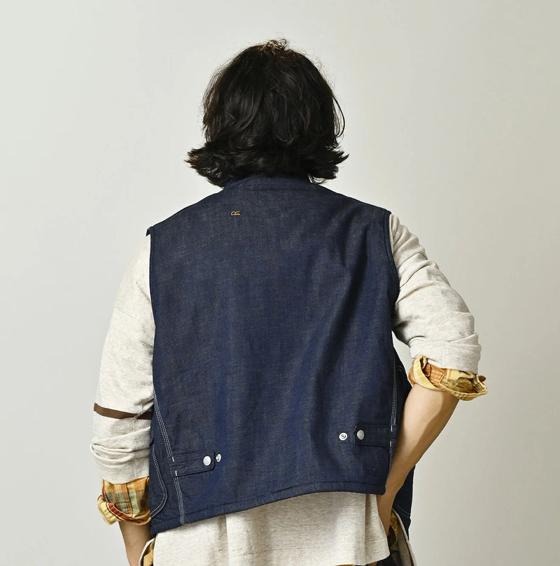 45R Komugi Denim × Rag Fleece 908 Mountain Vest Nou - Image 11