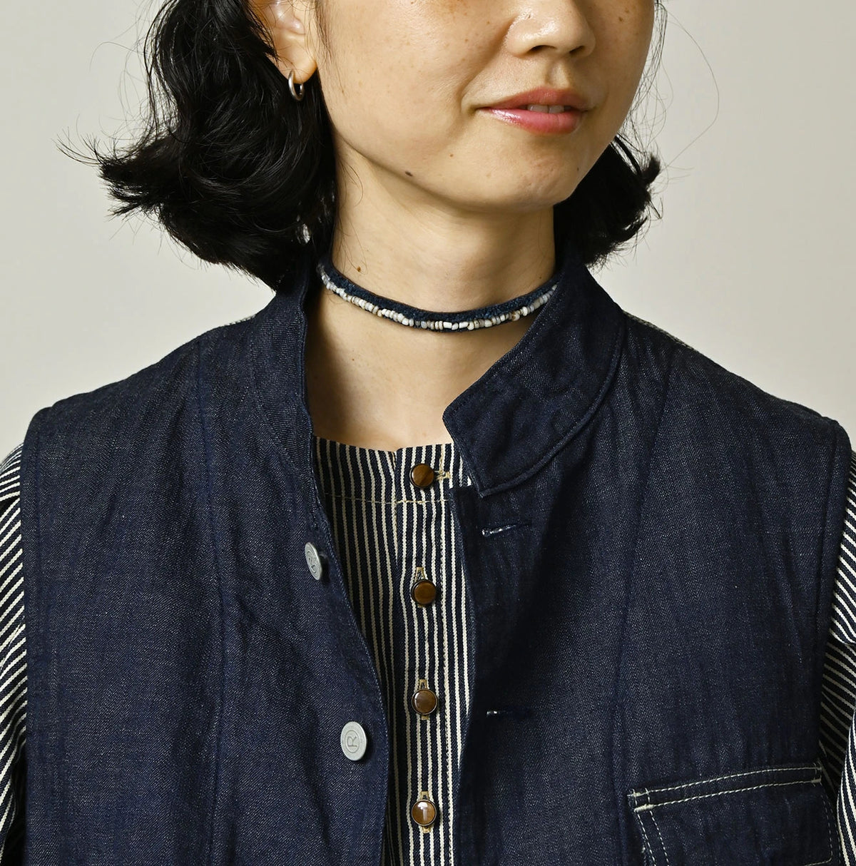 45R Komugi Denim × Rag Fleece 908 Mountain Vest Nou