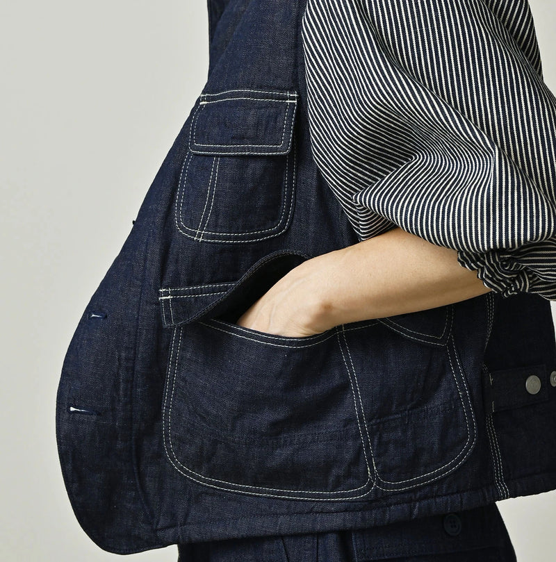 45R Komugi Denim × Rag Fleece 908 Mountain Vest Nou - Image 13