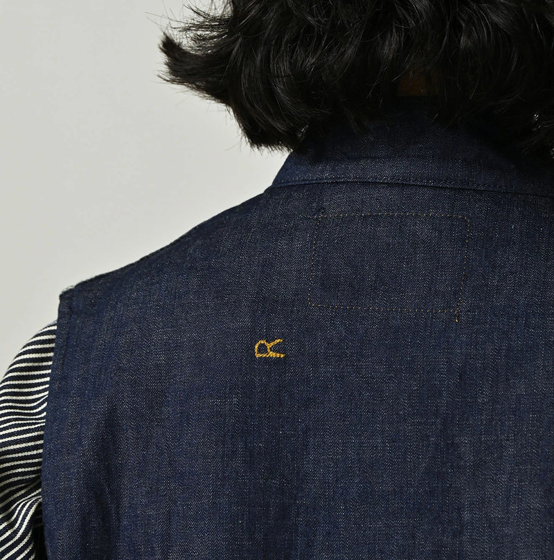 45R Komugi Denim × Rag Fleece 908 Mountain Vest Nou - Image 15