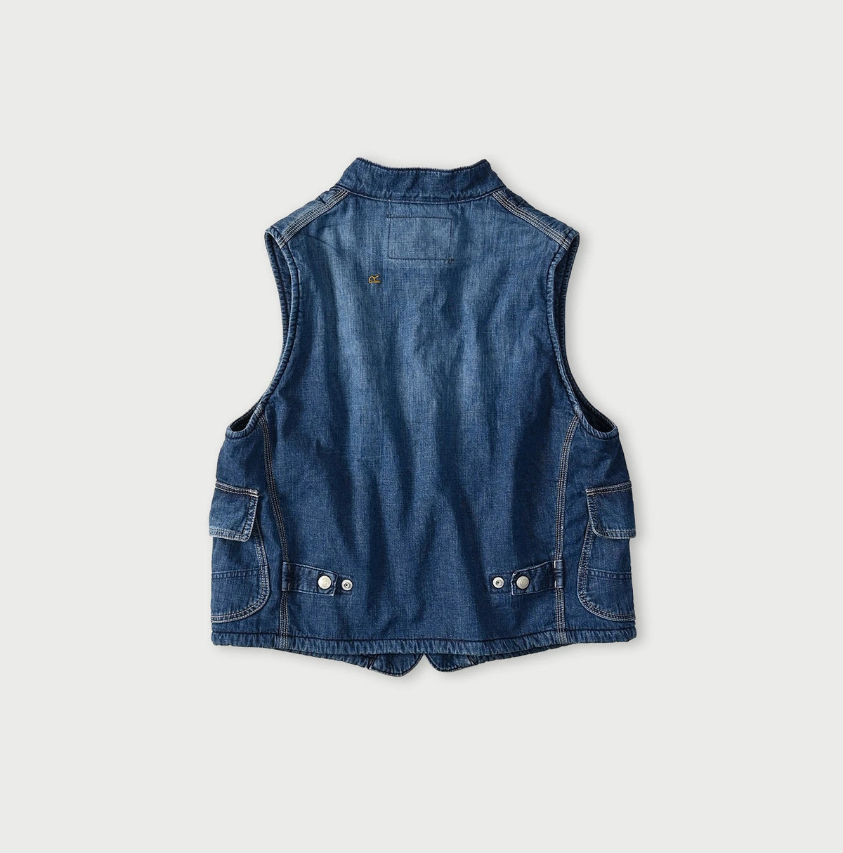 45R Komugi Denim × Rag Fleece 908 Mountain Vest Distressed