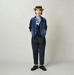 45R Komugi Denim × Rag Fleece 908 Mountain Vest Distressed