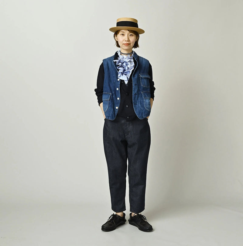 45R Komugi Denim × Rag Fleece 908 Mountain Vest Distressed - Image 2