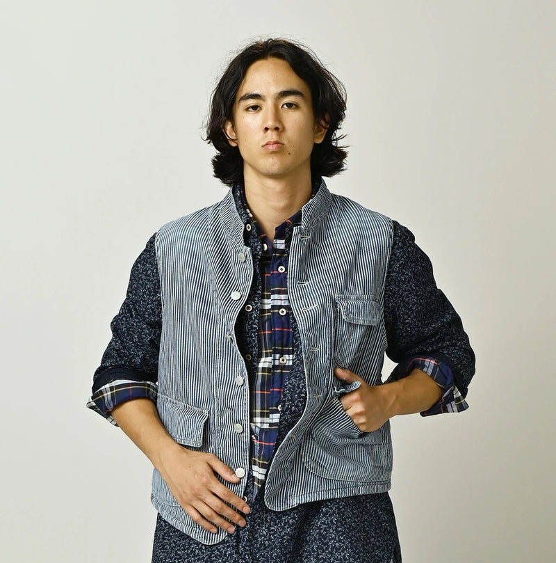 45R Komugi Denim × Rag Fleece 908 Mountain Vest Distressed - Image 7