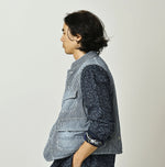 45R Komugi Denim × Rag Fleece 908 Mountain Vest Distressed