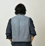 45R Komugi Denim × Rag Fleece 908 Mountain Vest Distressed