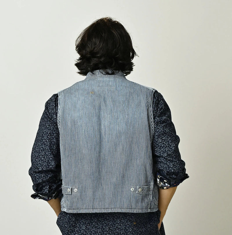 45R Komugi Denim × Rag Fleece 908 Mountain Vest Distressed - Image 9