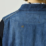 45R Komugi Denim × Rag Fleece 908 Mountain Vest Distressed