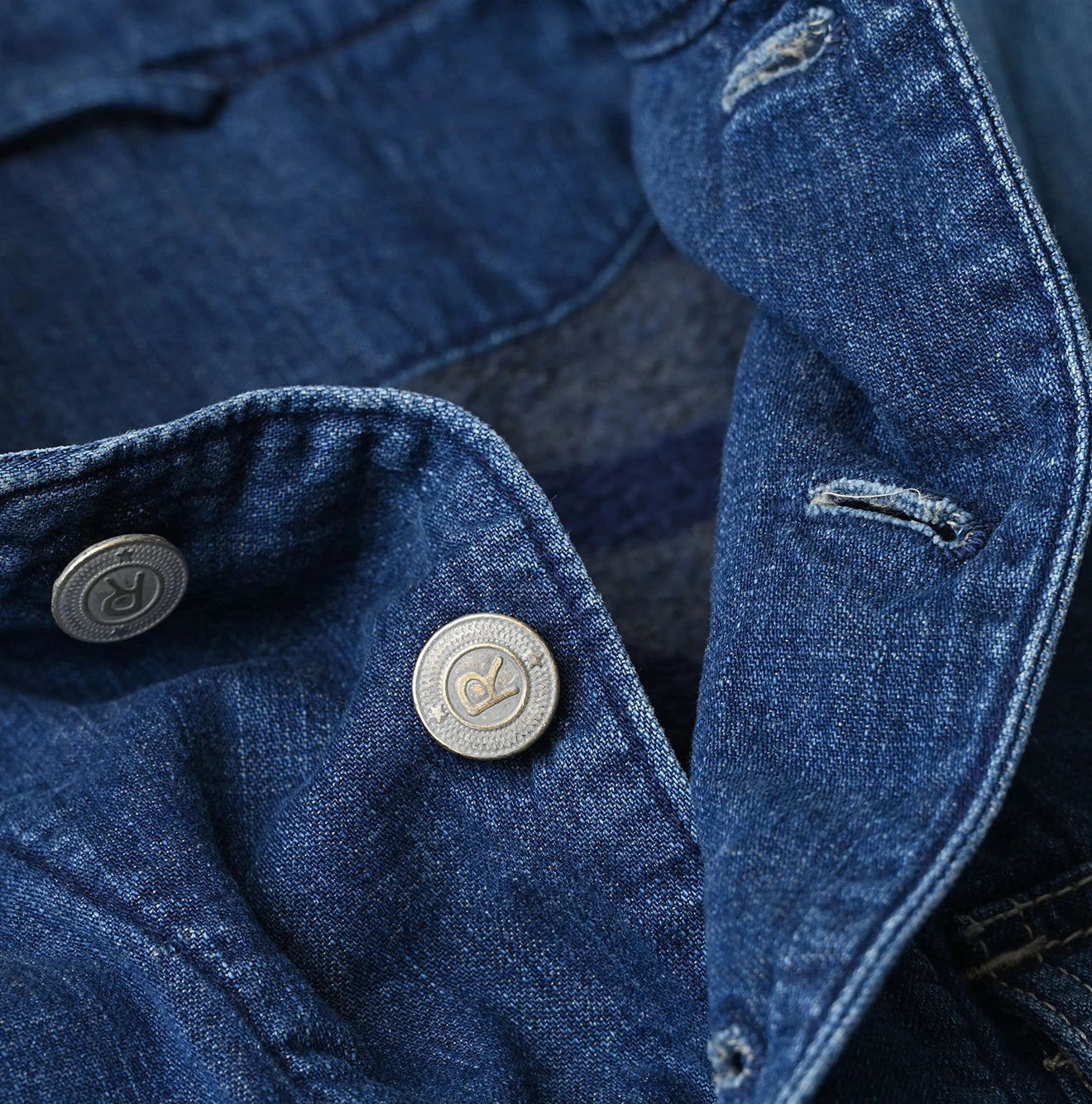 45R Komugi Denim × Rag Fleece 908 Mountain Vest Distressed - Image 17