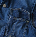 45R Komugi Denim × Rag Fleece 908 Mountain Vest Distressed