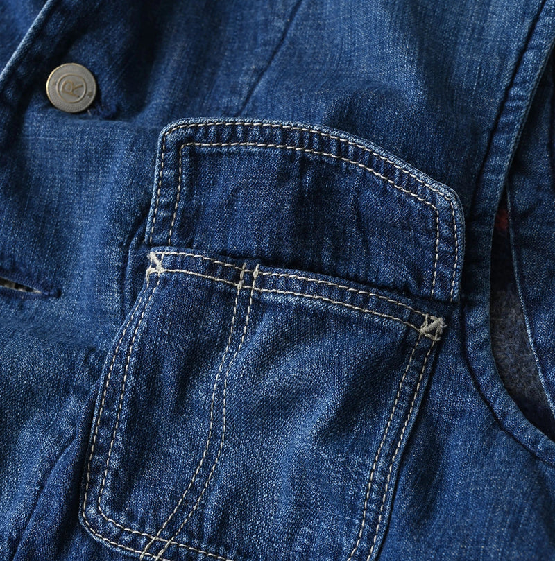 45R Komugi Denim × Rag Fleece 908 Mountain Vest Distressed - Image 18