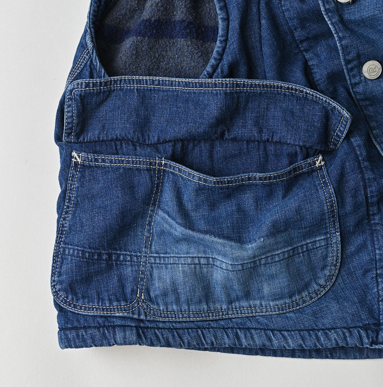 45R Komugi Denim × Rag Fleece 908 Mountain Vest Distressed - Image 19
