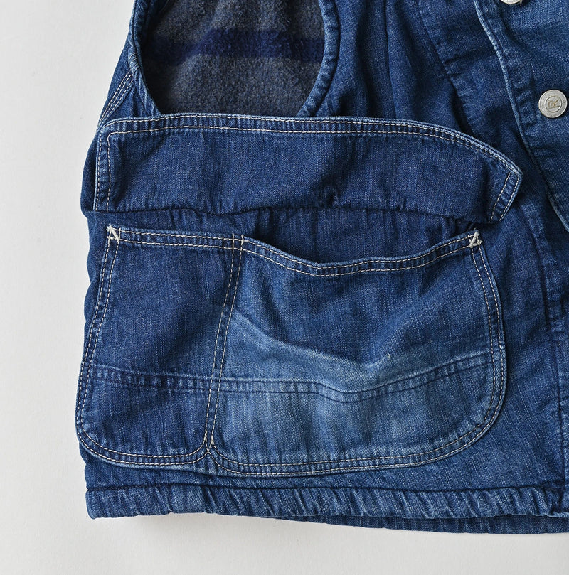 45R Komugi Denim × Rag Fleece 908 Mountain Vest Distressed - Image 19