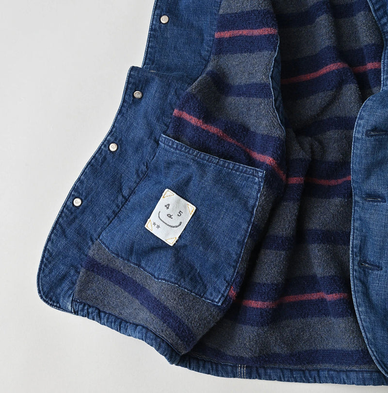 45R Komugi Denim × Rag Fleece 908 Mountain Vest Distressed - Image 23