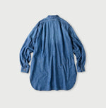 45R Ruri Dungaree Denim 908 Stand Collar Grandpa Pullover Shirt Distressed