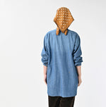 45R Ruri Dungaree Denim 908 Stand Collar Grandpa Pullover Shirt Distressed