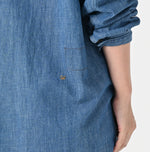 45R Ruri Dungaree Denim 908 Stand Collar Grandpa Pullover Shirt Distressed