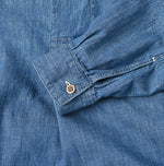45R Ruri Dungaree Denim 908 Stand Collar Grandpa Pullover Shirt Distressed
