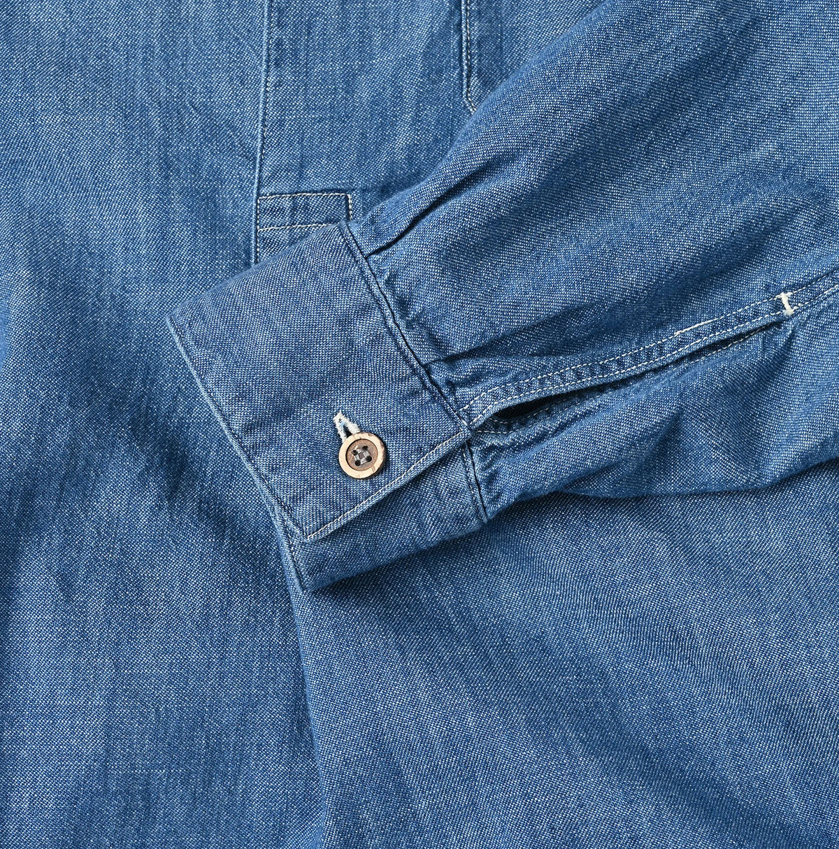 45R Ruri Dungaree Denim 908 Stand Collar Grandpa Pullover Shirt Distressed