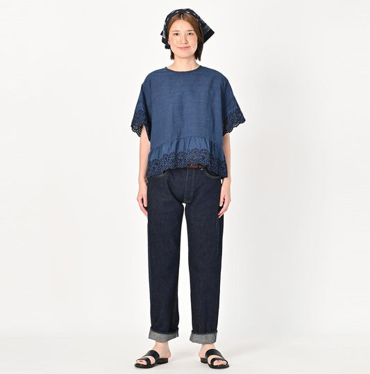 Ai Indigo Khadi Cutwork de T-shirt - 45R by 45rpm studio