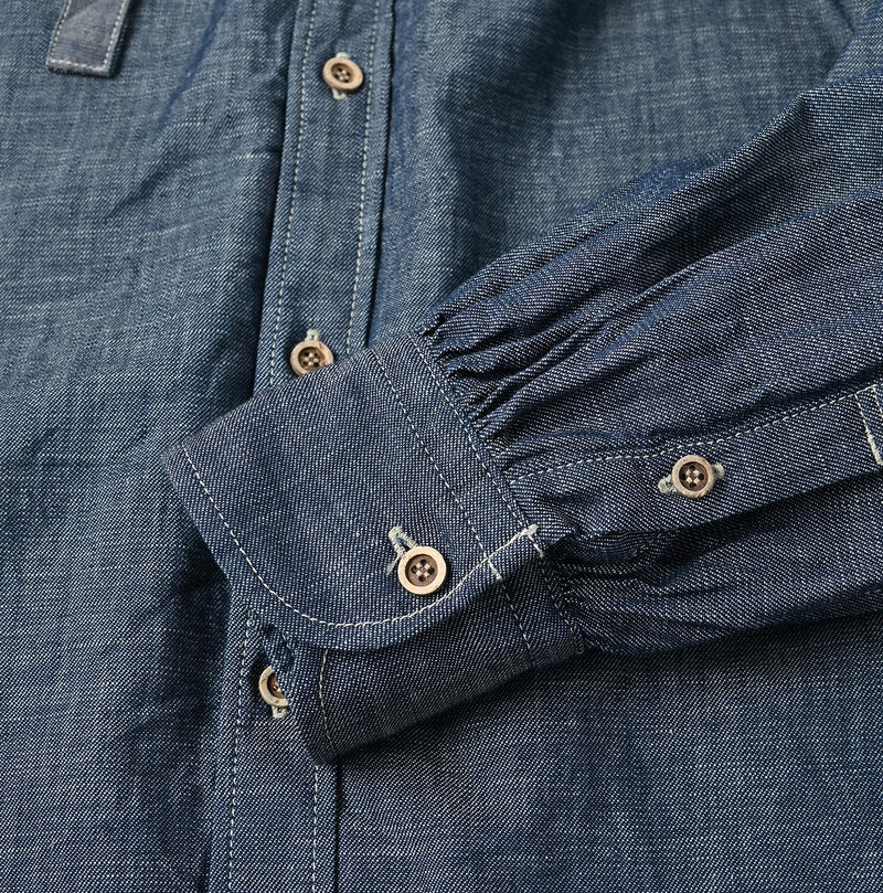 45R Indigo Dungaree Denim Bow Tie Coupe Shirt Nou - Image 13