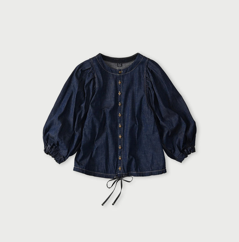 45R Komugi Denim Puff Blouse - Image 1