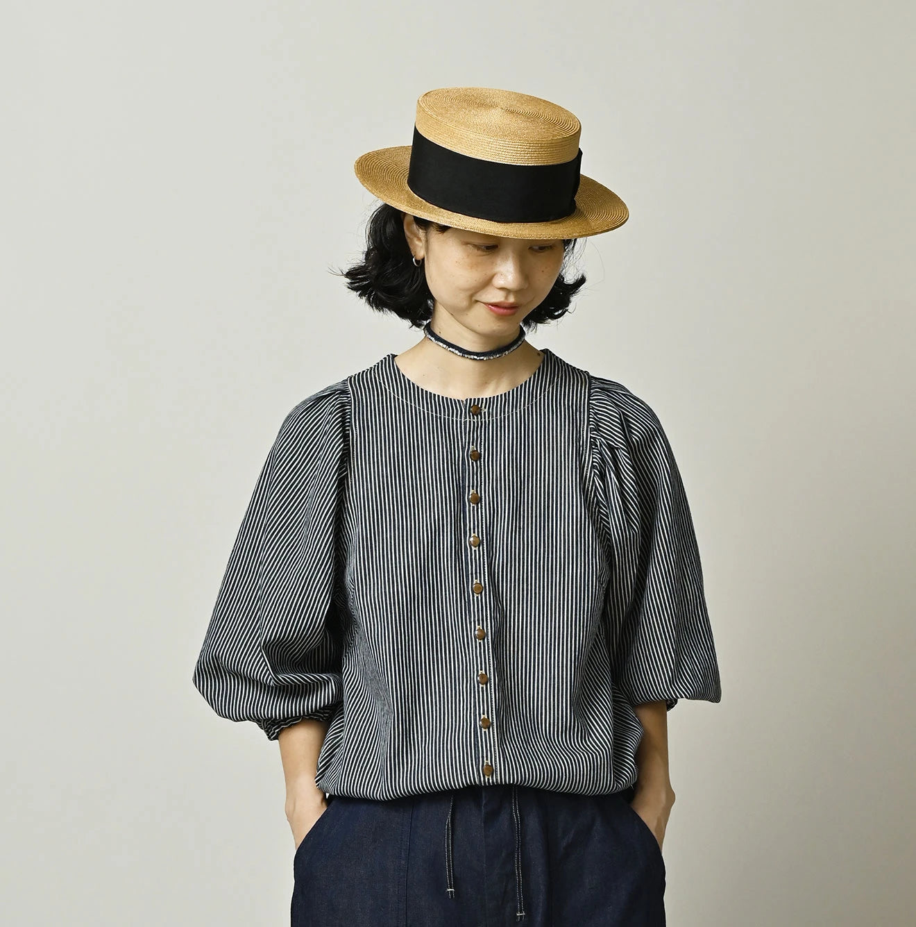 45R Komugi Denim Puff Blouse - Image 4