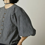 45R Komugi Denim Puff Blouse
