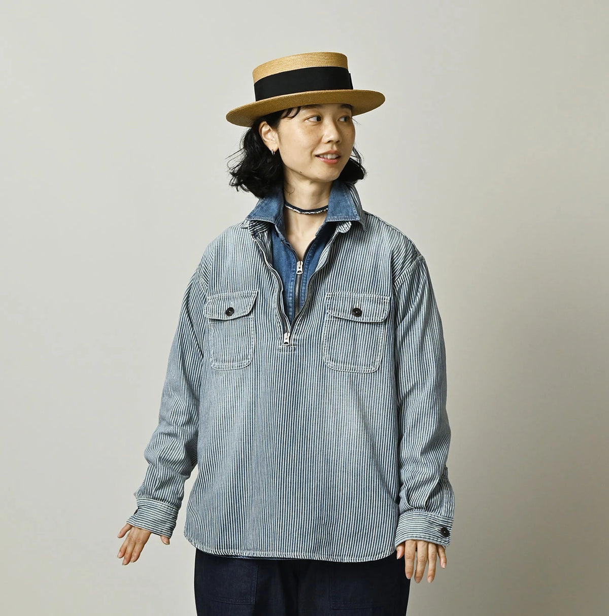 45R Komugi Denim 908 Mountain Pullover Shirt