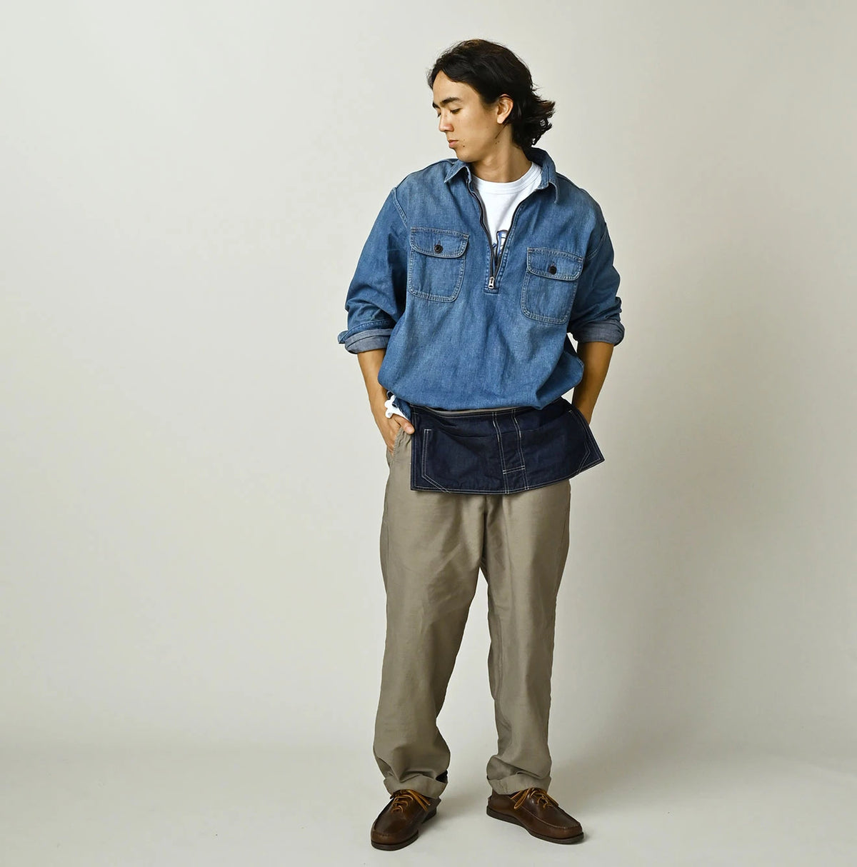 45R Komugi Denim Over Tablier Nou