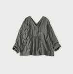 45R Indigo Doublecloth V-Gathered Blouse