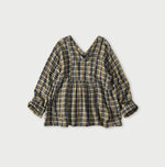 45R Indigo Doublecloth V-Gathered Blouse