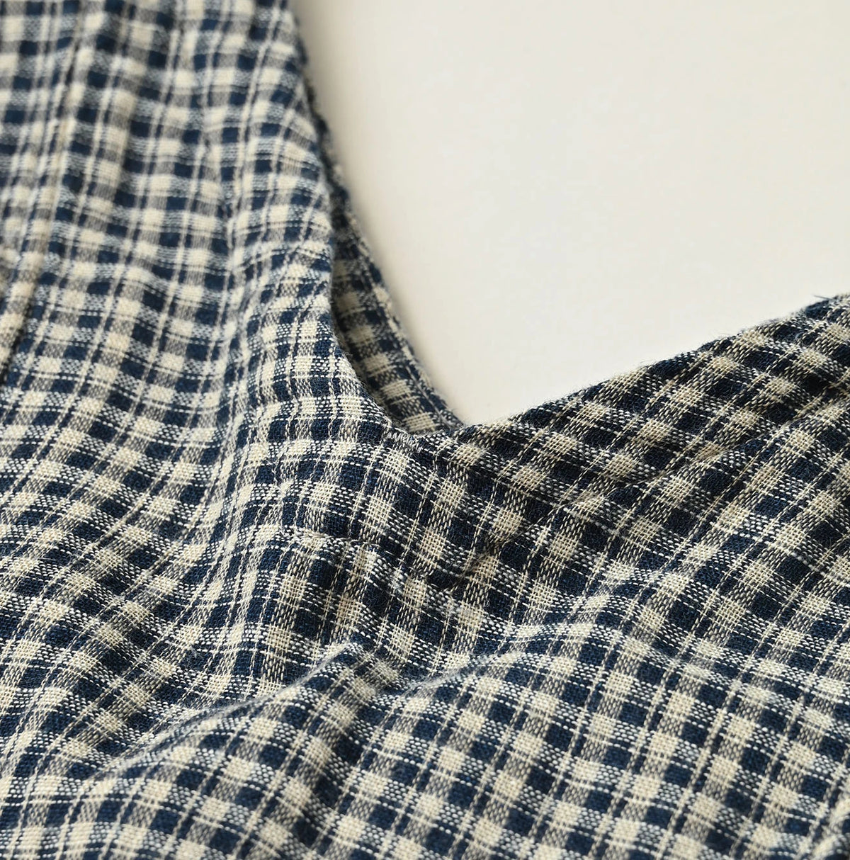 45R Indigo Doublecloth V-Gathered Blouse