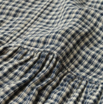 45R Indigo Doublecloth V-Gathered Blouse