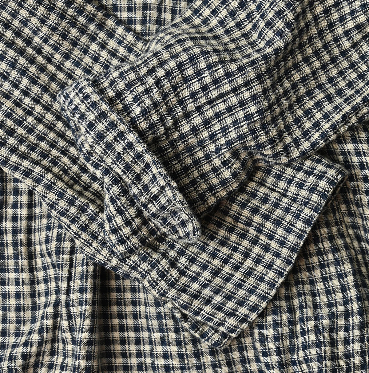 45R Indigo Doublecloth V-Gathered Blouse