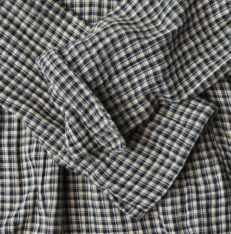 45R Indigo Doublecloth V-Gathered Blouse - Image 16