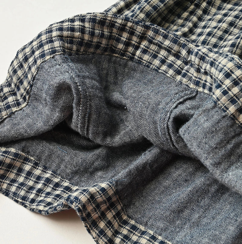 45R Indigo Doublecloth V-Gathered Blouse - Image 17