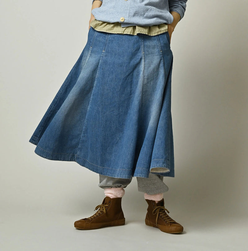 45R Komugi Denim Soufflé Skirt Distressed - Image 3