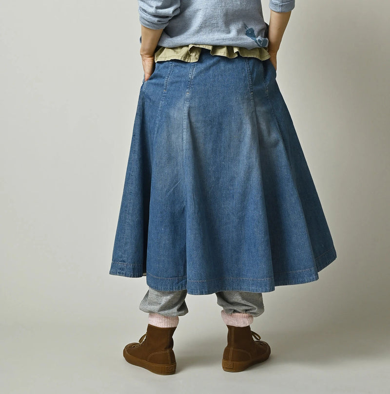 45R Komugi Denim Soufflé Skirt Distressed - Image 5