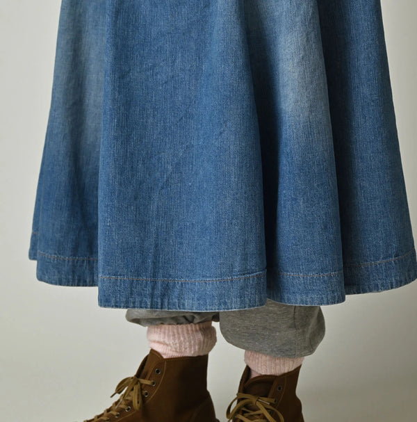 45R Komugi Denim Soufflé Skirt Distressed
