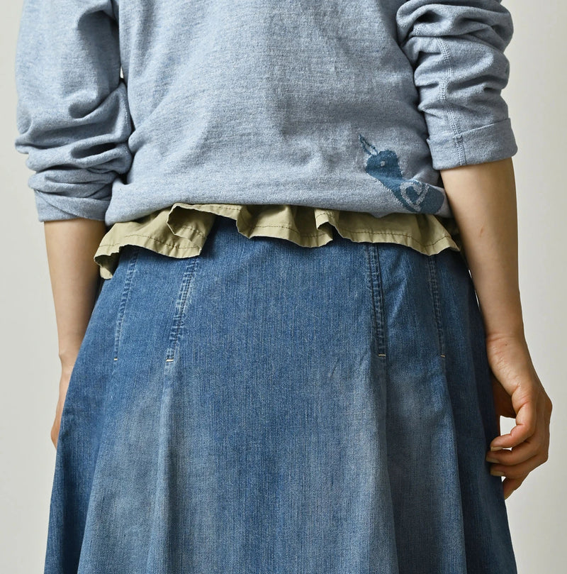 45R Komugi Denim Soufflé Skirt Distressed - Image 9