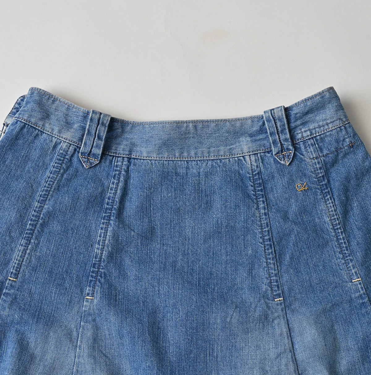45R Komugi Denim Soufflé Skirt Distressed