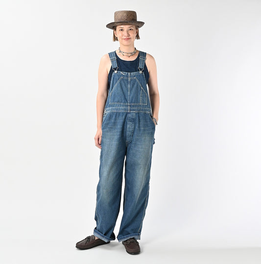 45R Indigo Mugihiko Denim Overall Distressed